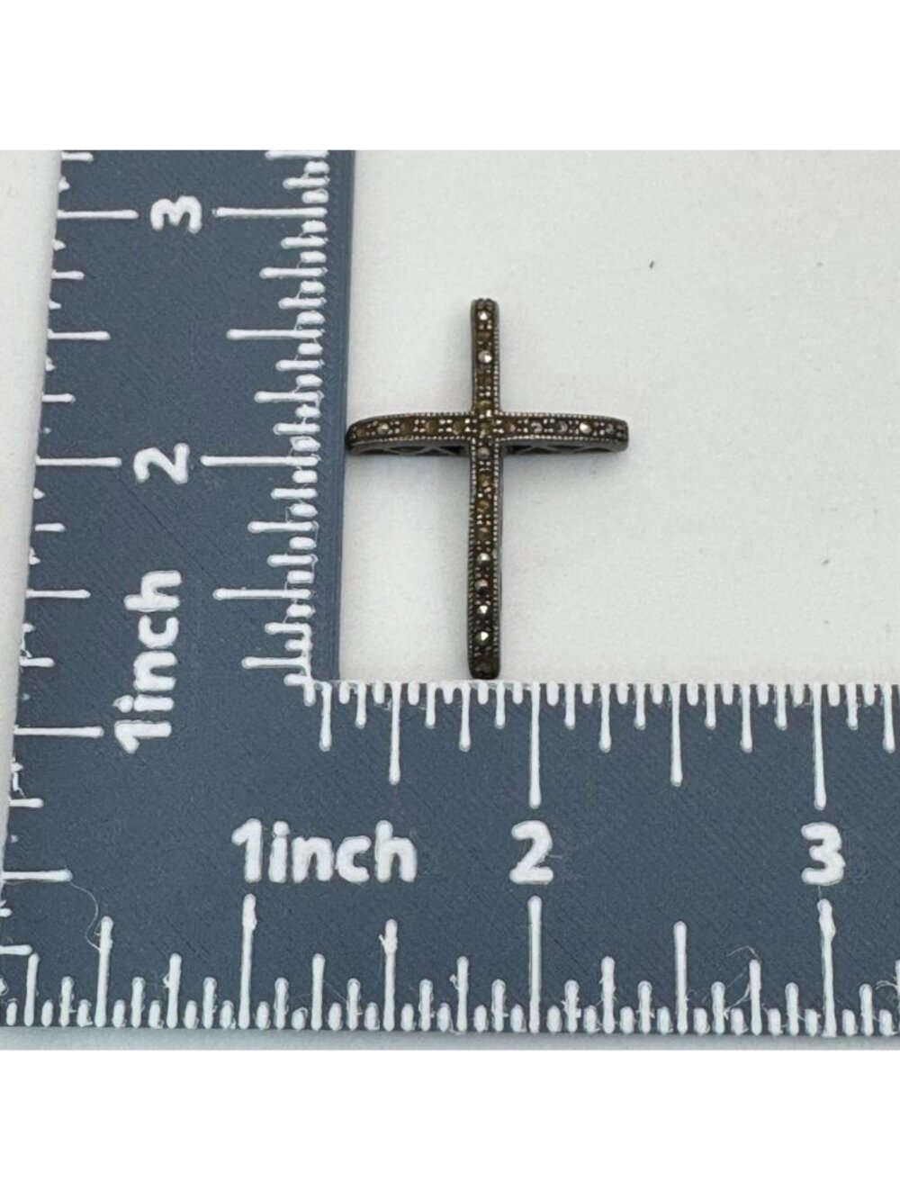 Sterling Silver Marcasite Cross Pendant Charm 5g Vintage Religious Jewelry READ - Picture 6 of 14
